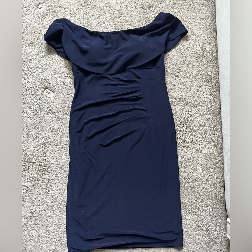 Xscape Strapless Navy Dress